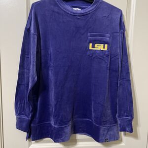 Marley Lilly Shirt Women's S/M LSU Embroidered Pocket  Long-Sleeve Pullover Top